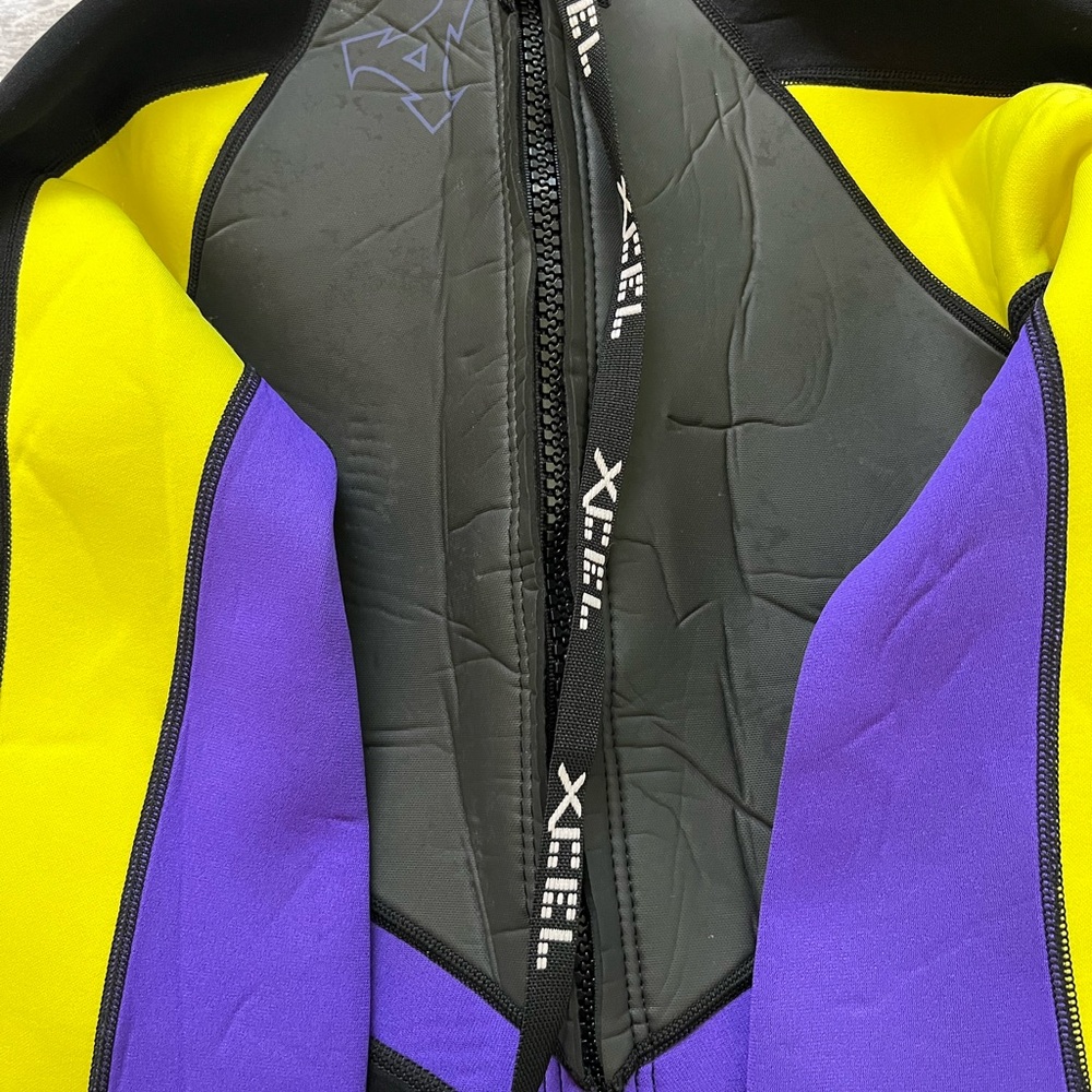 XCEL Women's Black Purple Yellow One-Piece Wetsuit. 3.2 Superlite - Picture 7 of 8